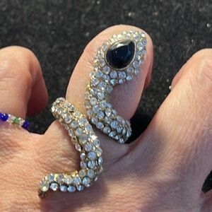 Bedazzled Adjustable Snake Ring.  MA